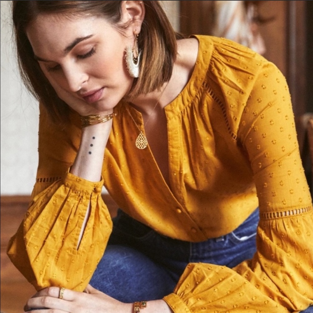 Sezane Mustard Yellow Blouse